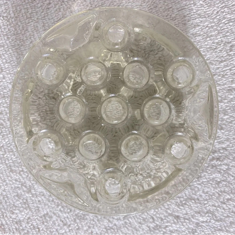 Vintage Clear Glass 13 Hole Flower Frog Flower Holder Stem Holder Arrangement
